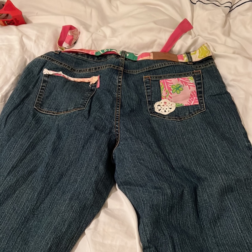 Holy grail super rare limited edition patchwork blue jeans Lilly Pulitzer sz 16 - Picture 4 of 9